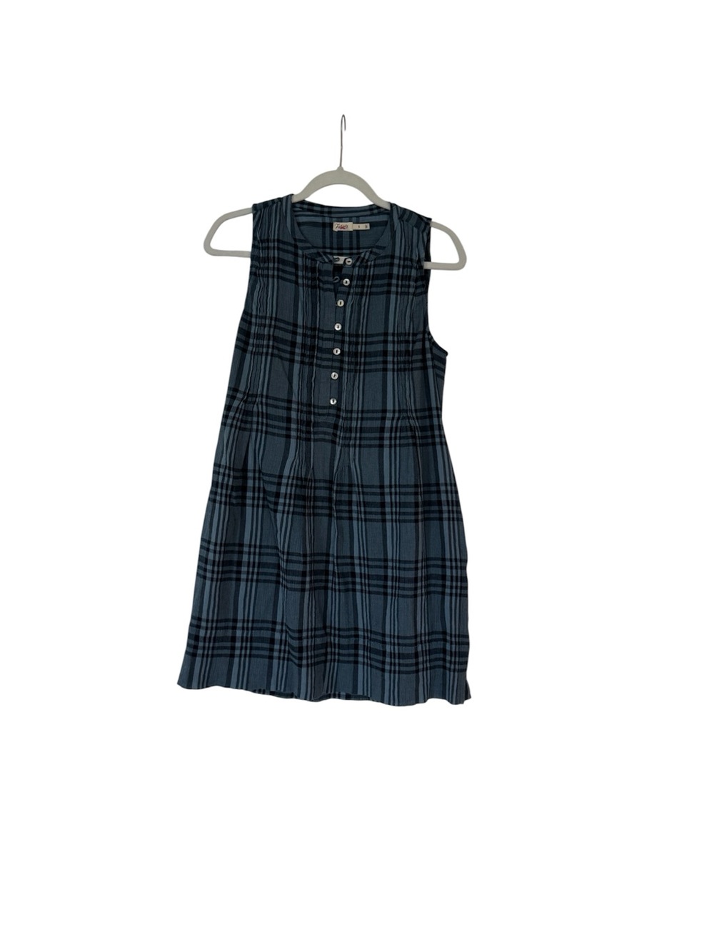 Faherty Blue Plaid Sleeveless Midi Dress